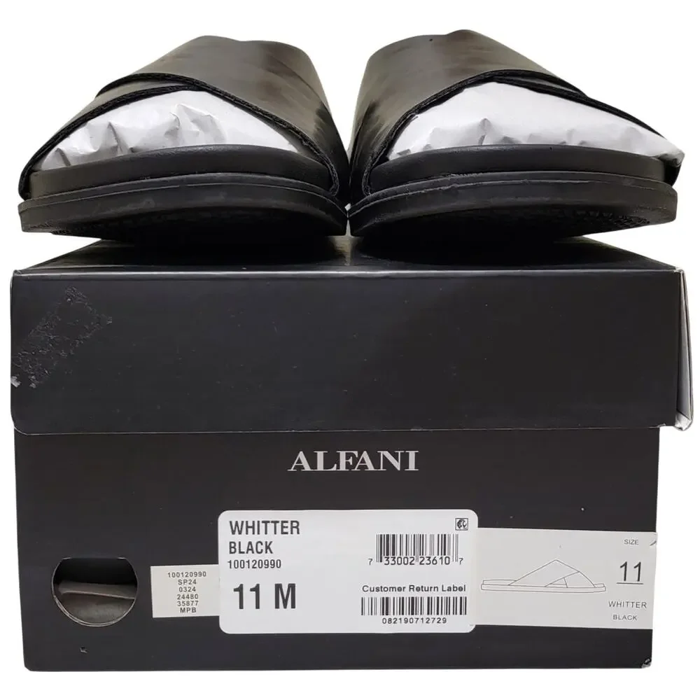 Alfani Men Whitter Cross Strap Slide Sandals Size US 11M Black Faux Leather